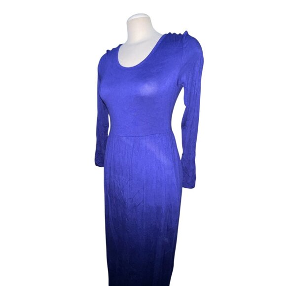 Womens Long-Sleeve Royal Blue Maxi Dress Sz Medium Stretchy Fabric Scoop Neck Ca - Picture 6 of 11